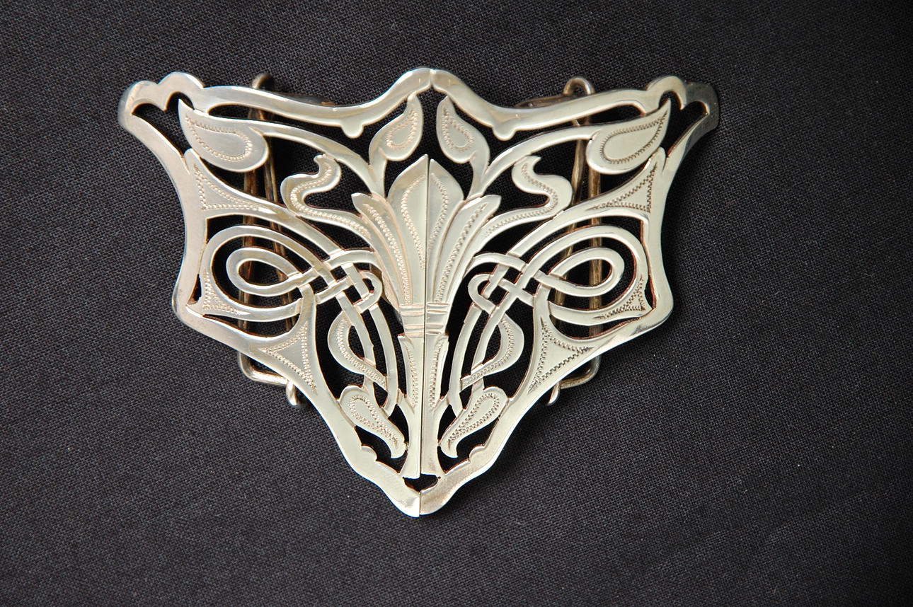 SKÄRPSPÄNNE, silver, Art Nouveau, England 1900-tal.