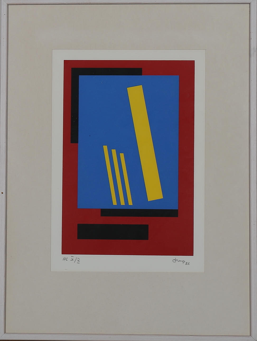 BENGT ORUP. Komposition, färgserigrafi nr HC V/X, signerad Orup och daterad -88.