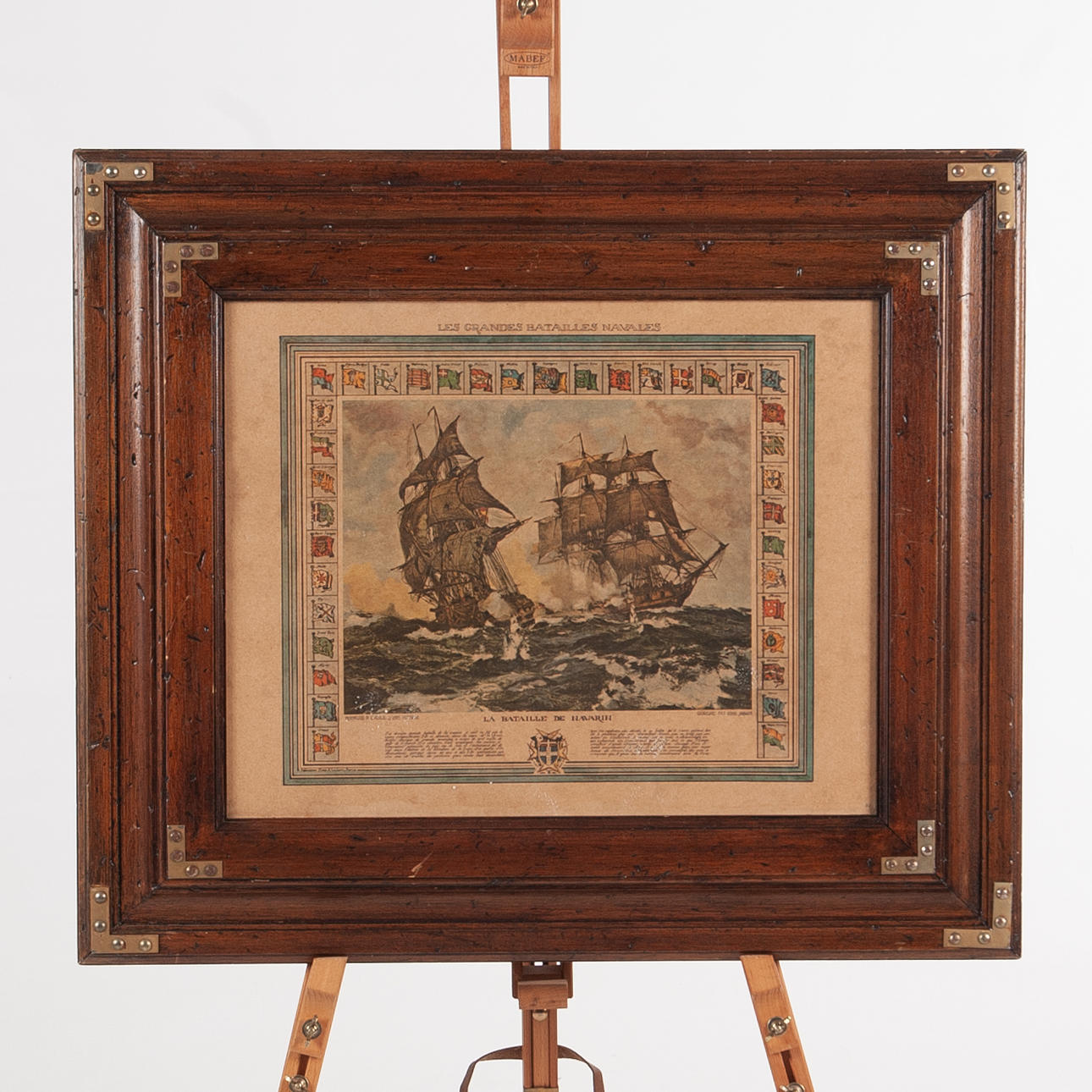 “LES GRANDES BATAILLES NAVALES”, framed engraving.