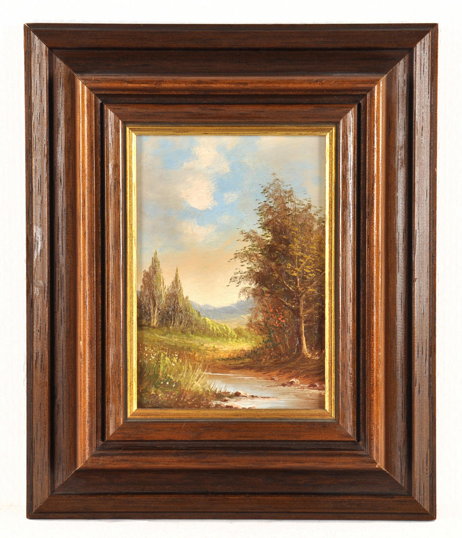 KÜNSTLER UNBEKANNT. Ström och skog på våren. ek ram.