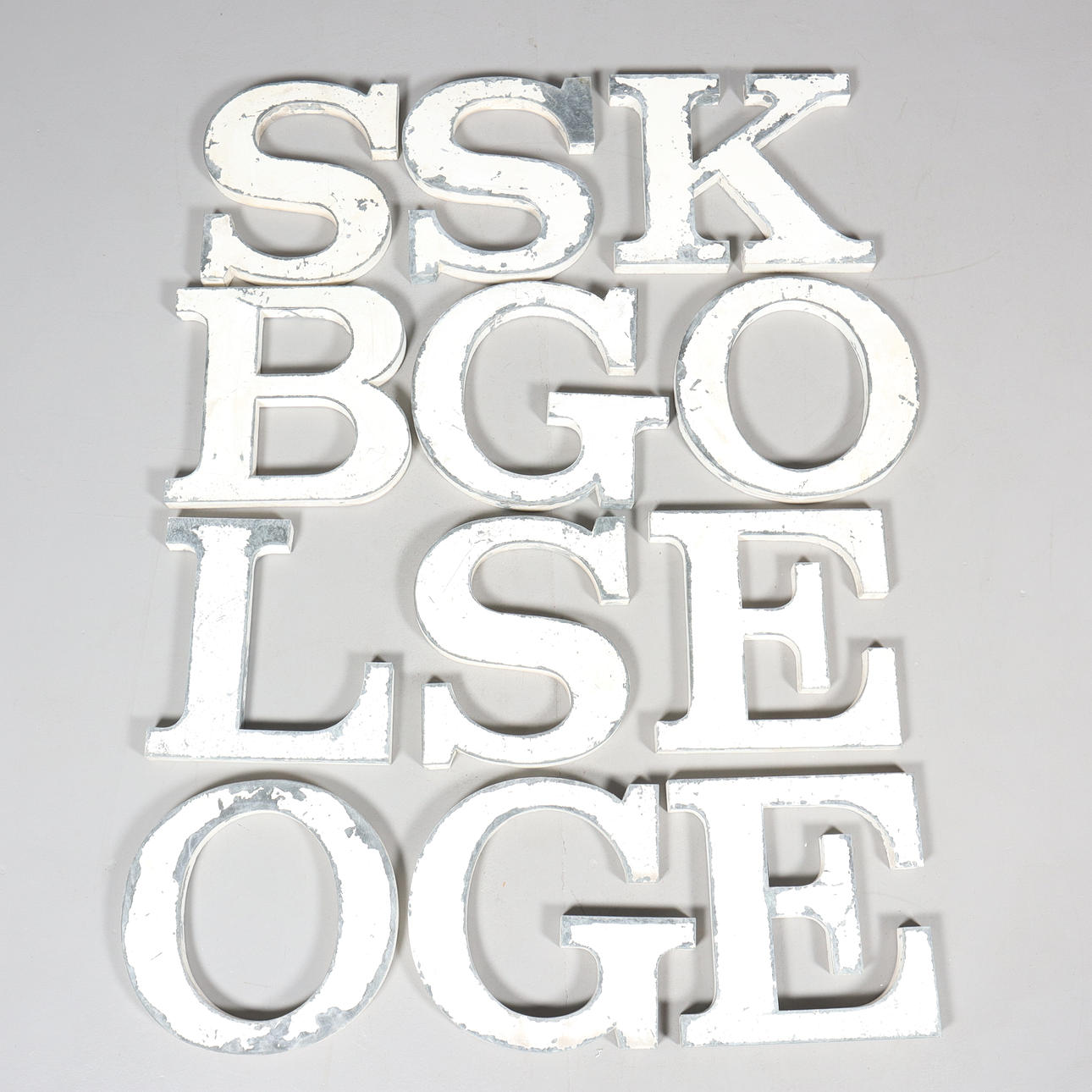 SKYLTBOKSTÄVER, 12 st, zink.