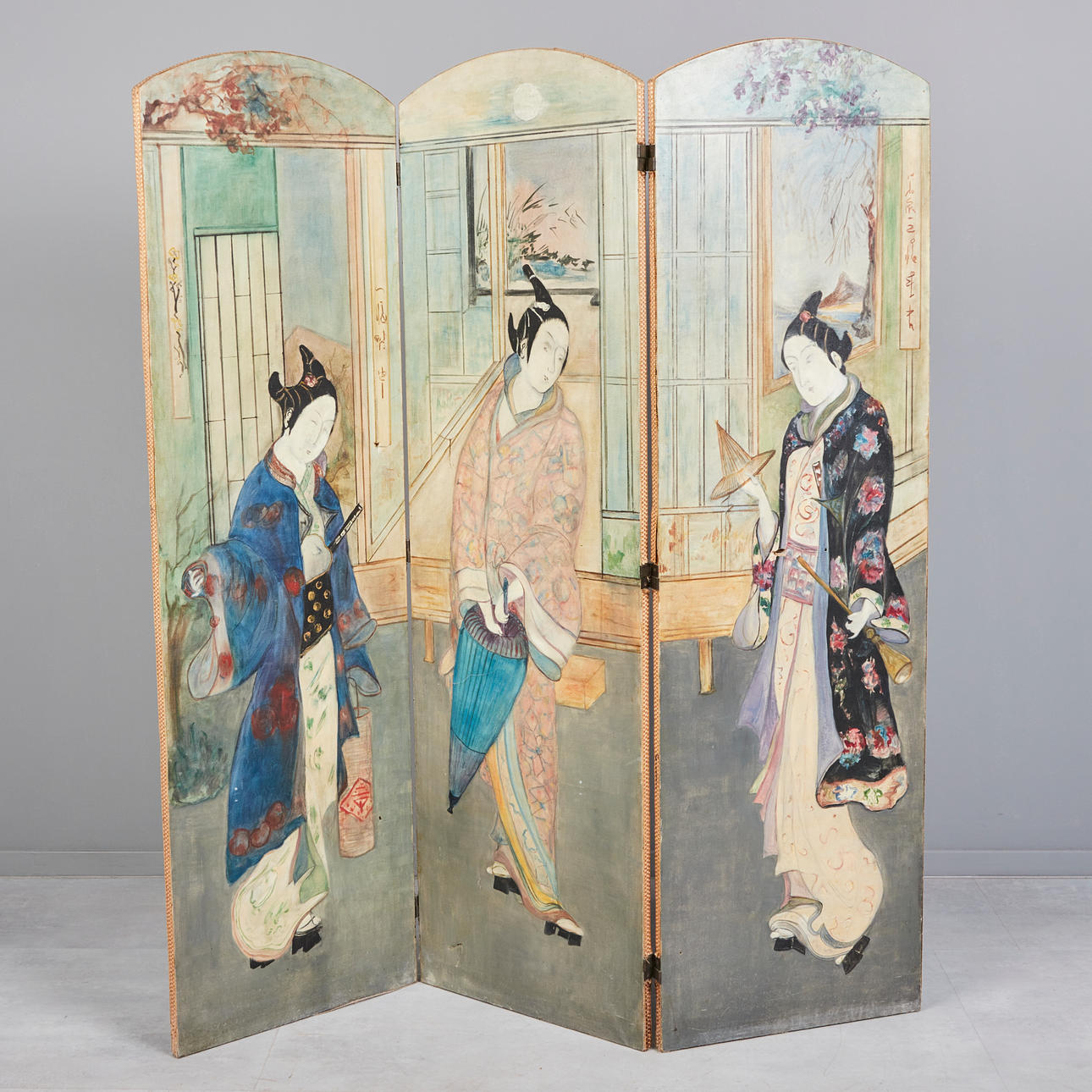 Paravent / Raumtrenner, Leinen.