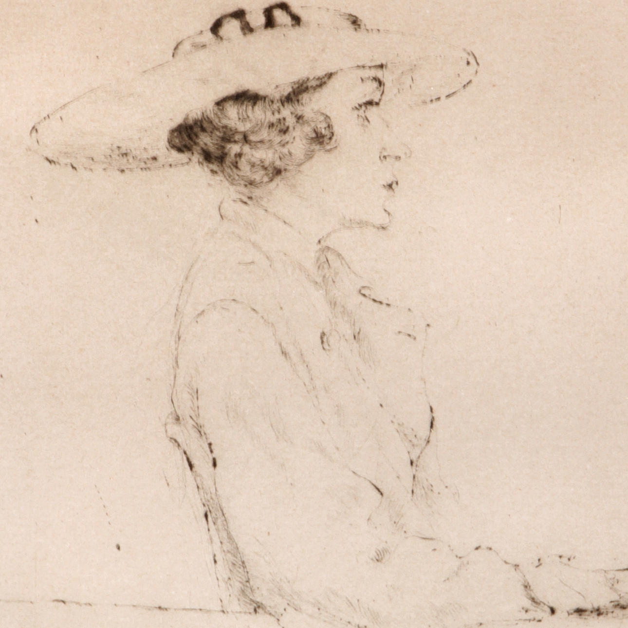 AXEL FRIDELL. Etsning, kvinnoporträtt, signerad.