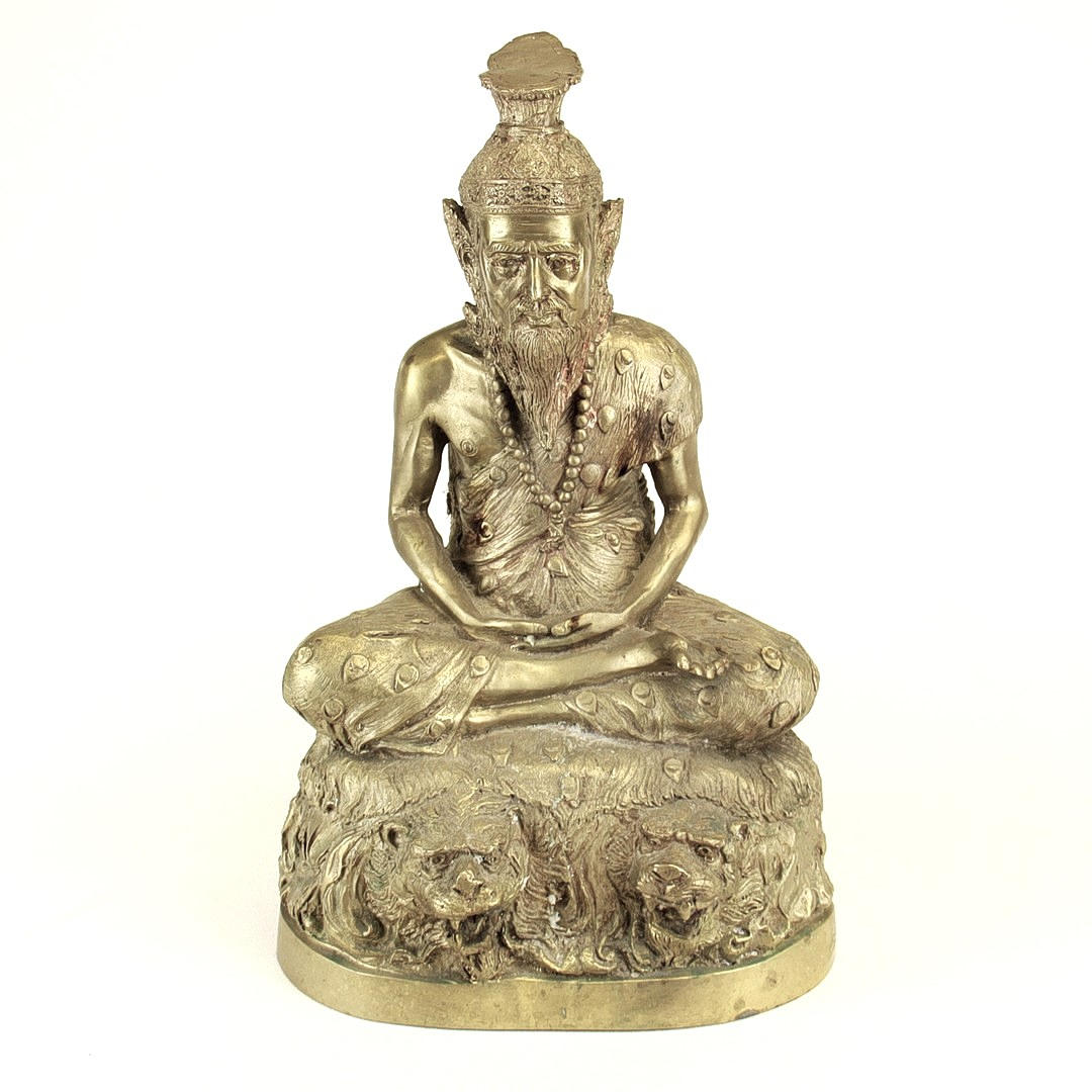 SEATED DEITY BRONZE FIGURE.