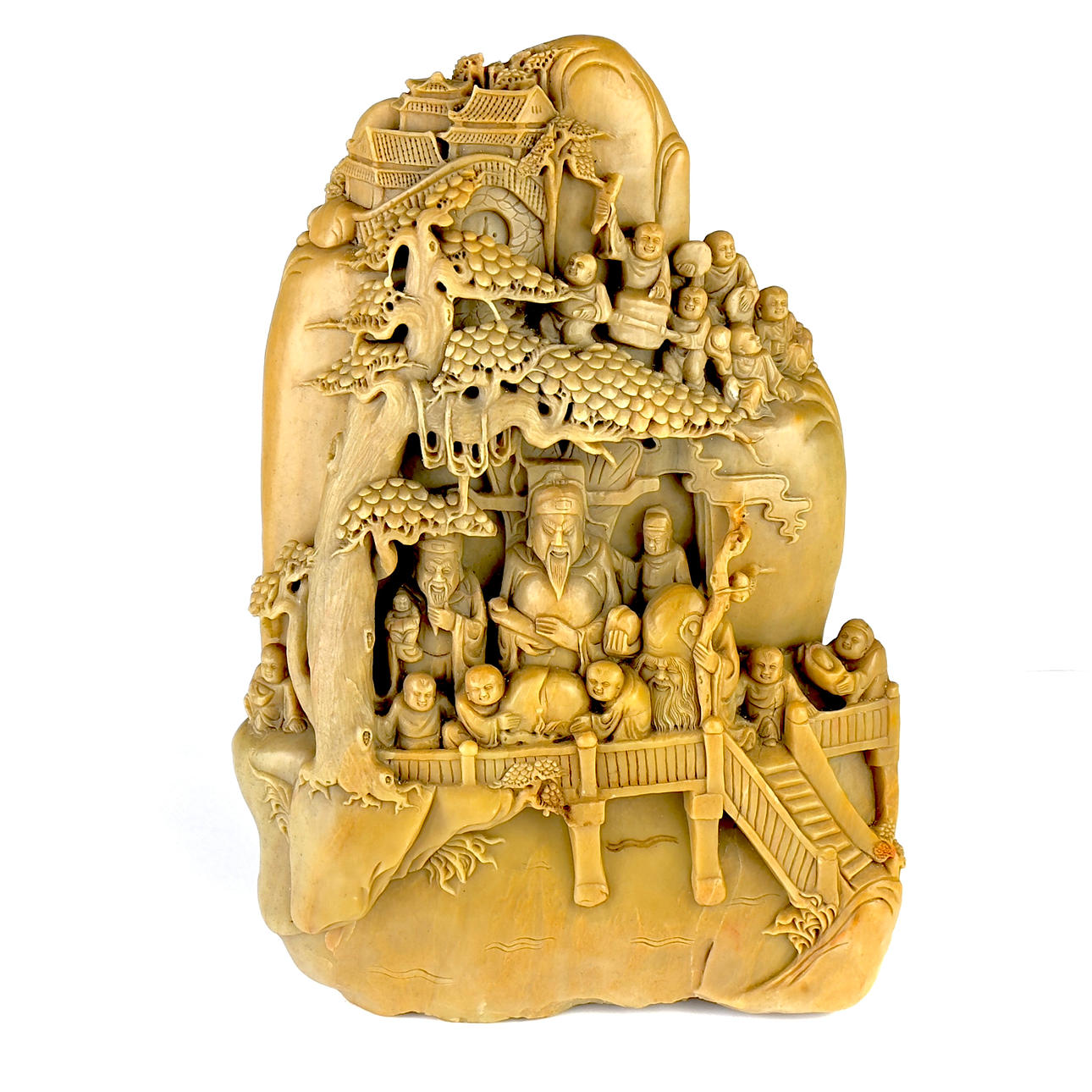 STOR KINESISK UDSKÅRET HÅRD STEN.