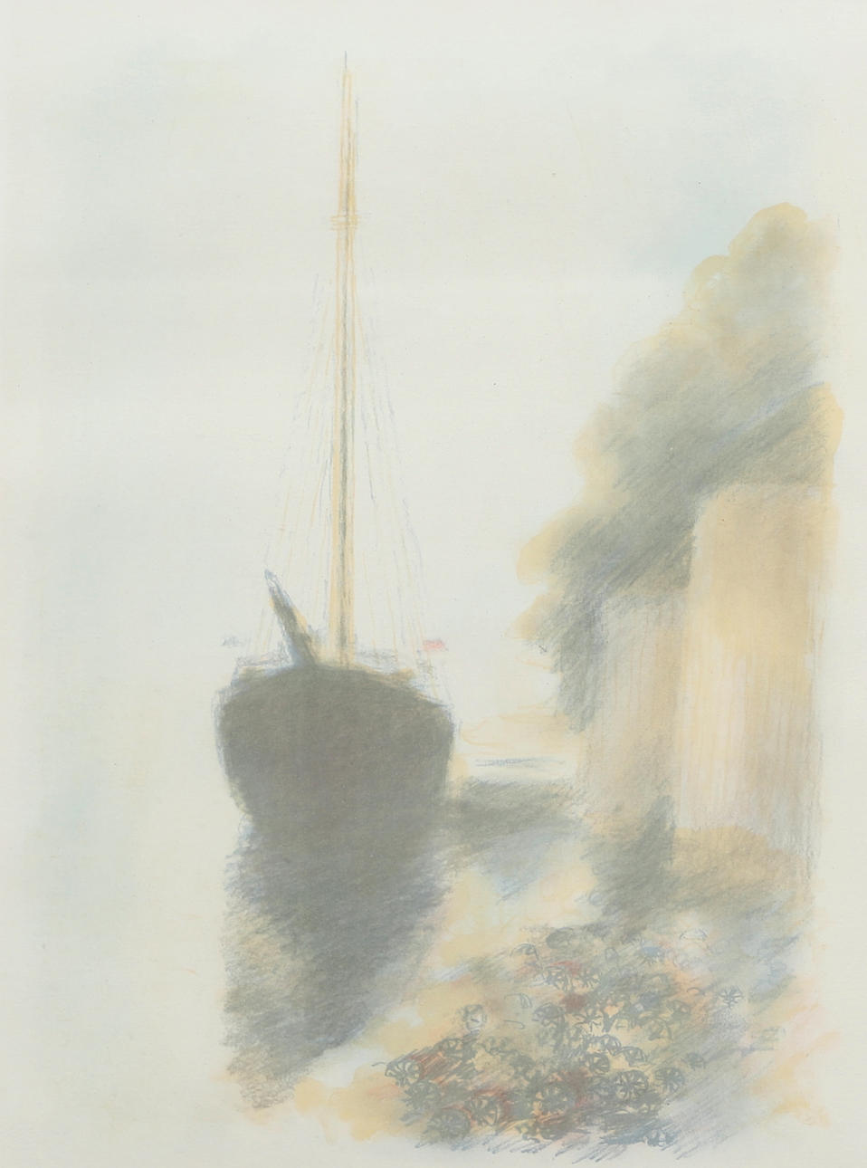 GUSTAV RUDBERG. Lithograph, coastal motif, signed and numbered.