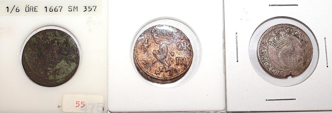 SVENSKA MYNT, 3 st, Karl XI, 1667, 1683, 1670.