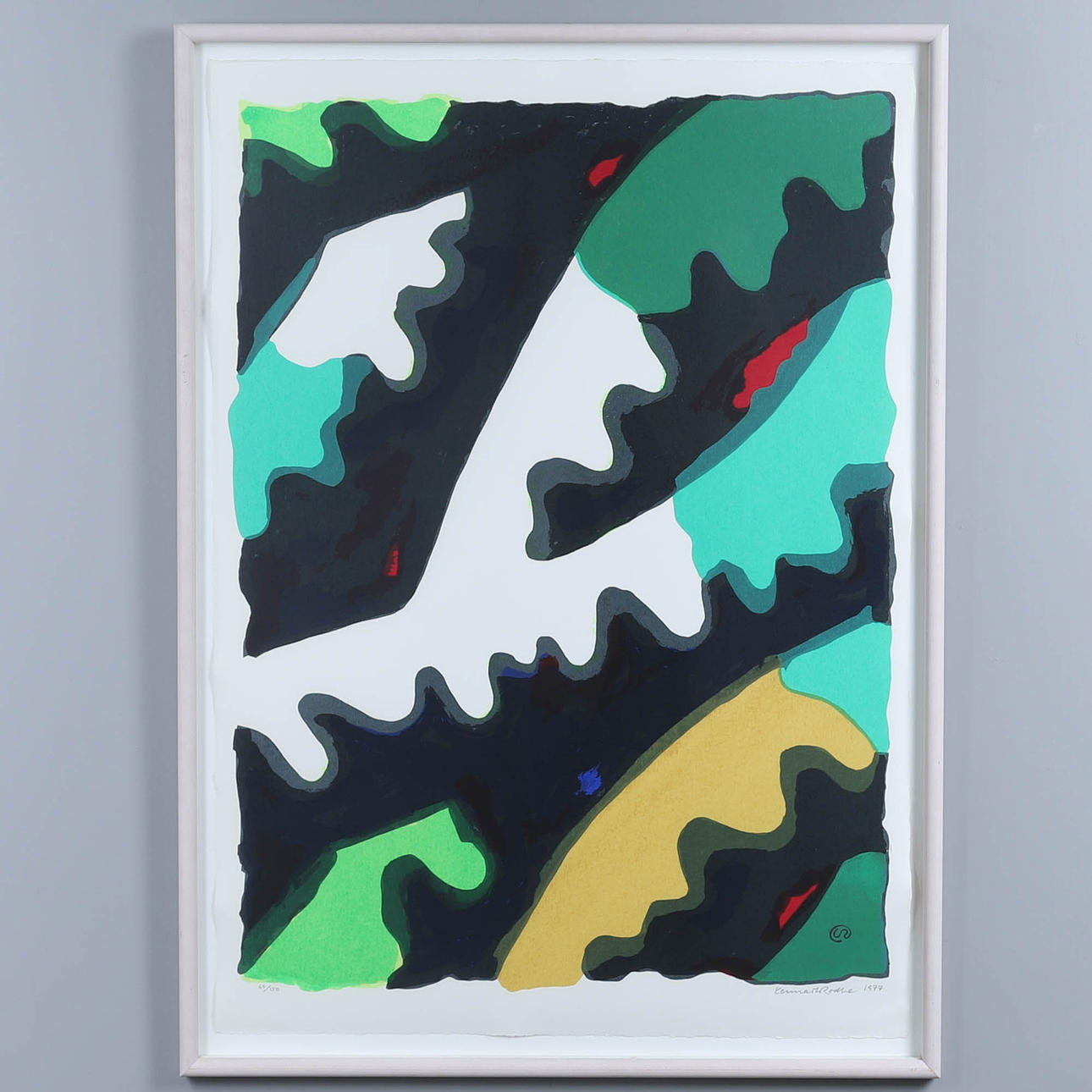 LENNART RODHE. COMPOSITION, COLOR LITHOGRAPH, SIGNED.