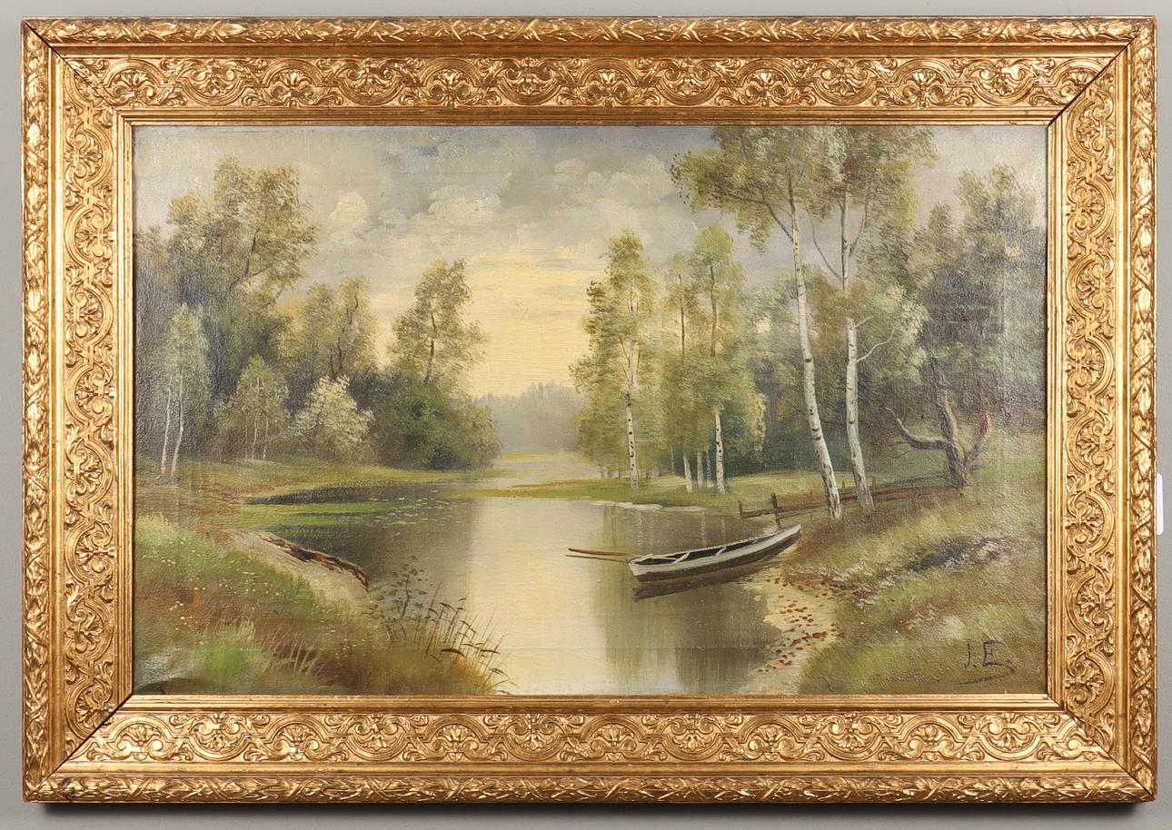 OIDENTIFIERAD KONSTNÄR, olja på duk, monogramsignerad JE.