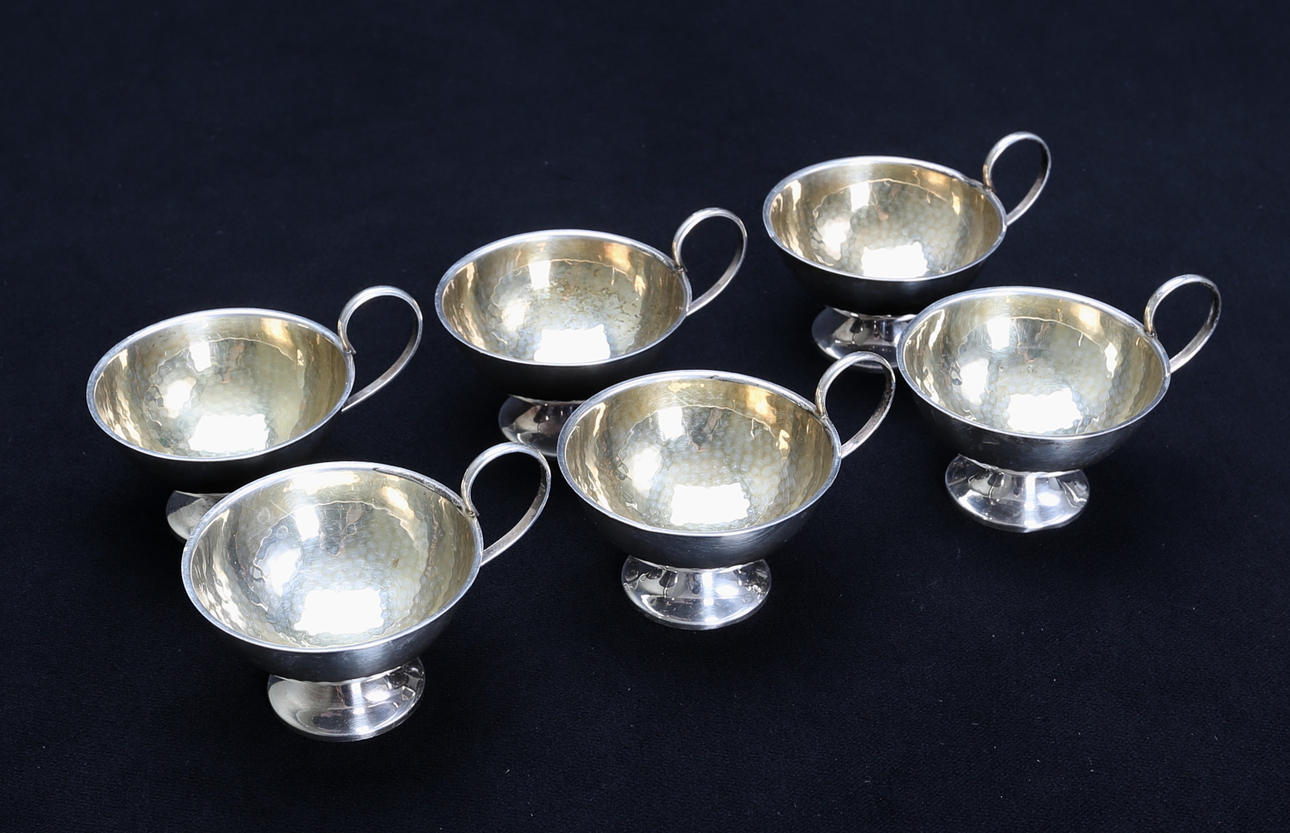 PUNSCHMUGGAR, silver, 6 st, Cesons, Göteborg, 1974.