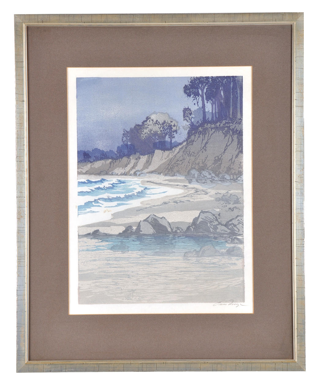 OSCAR DROEGE. Kustremsa med trädbevuxna branta sluttningar.