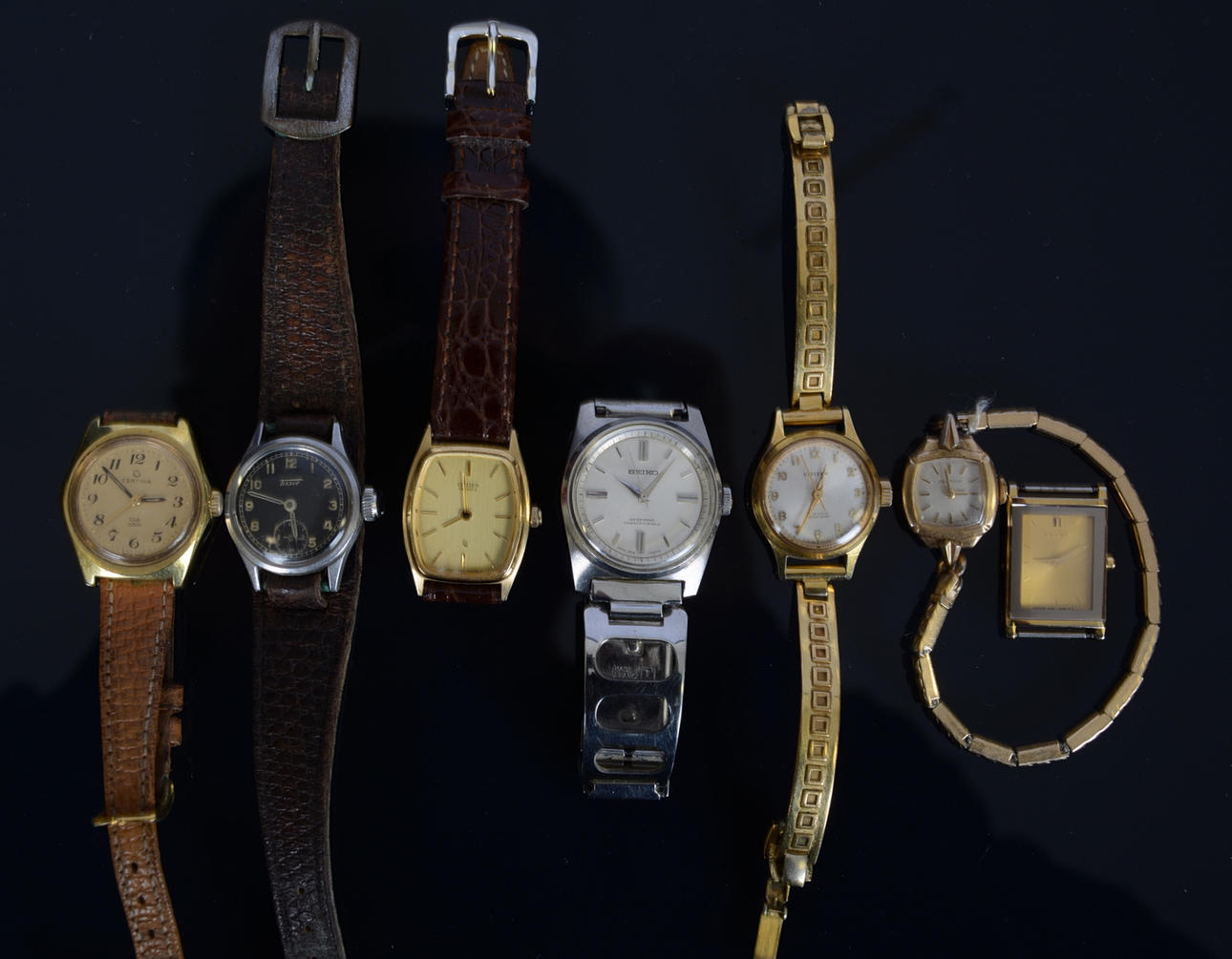 DAMARMBANDSUR, 7 stycken, Certina, Tissot mfl.