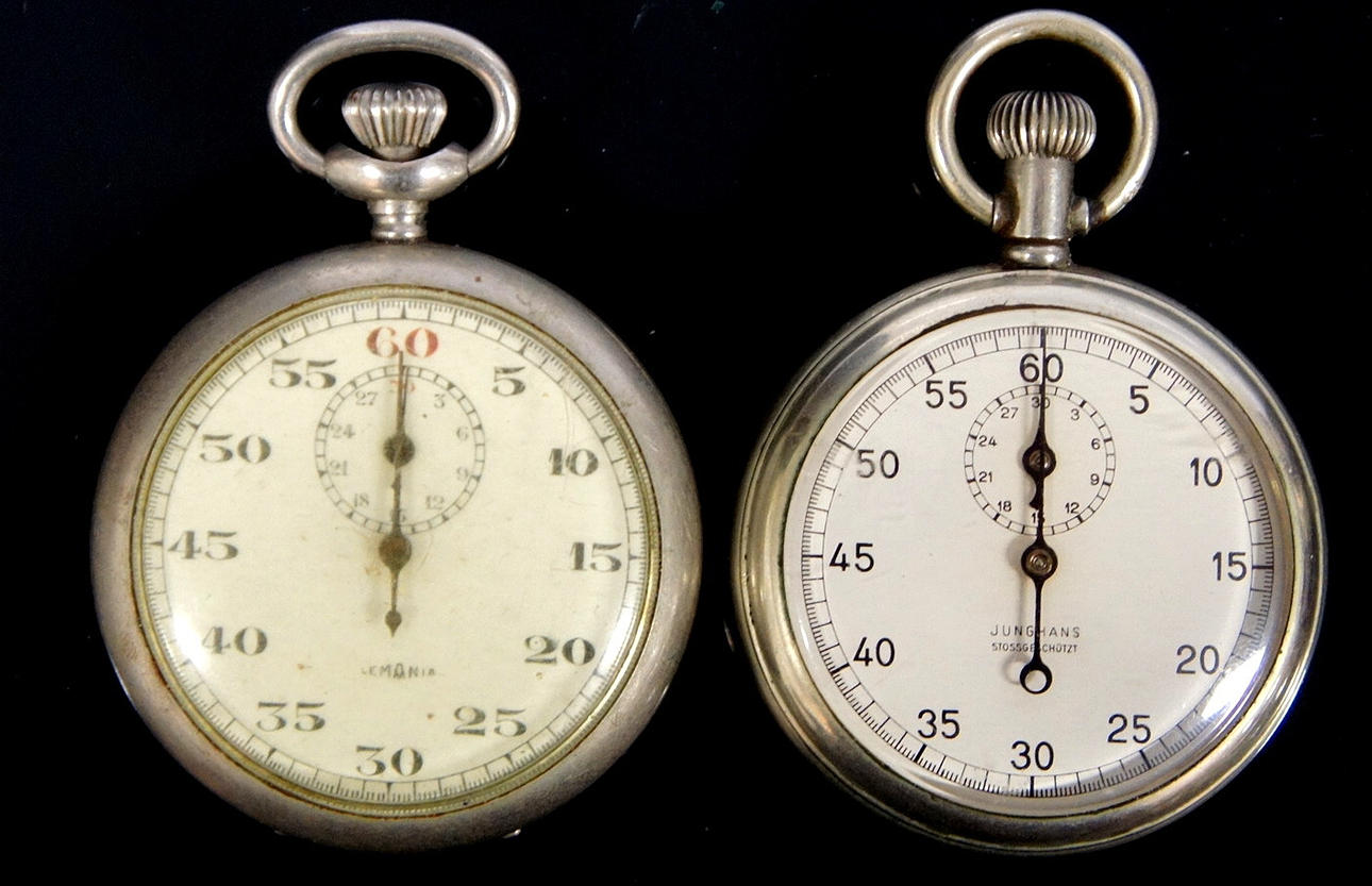 STOPPUR, 2-stycken, Lemania samt Junghans.