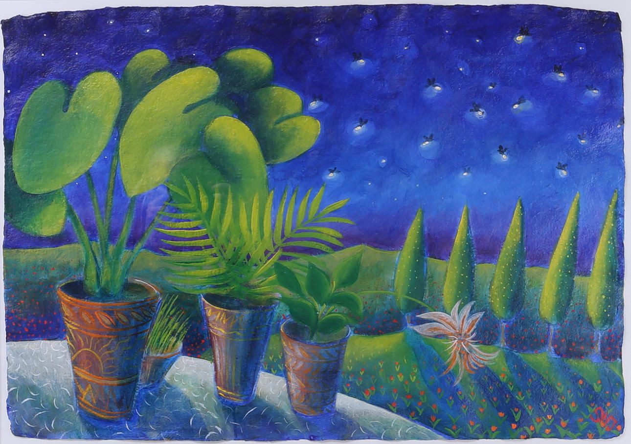 STEFAN IGELSTRÖM. Nattljus, blandteknik, signerad.