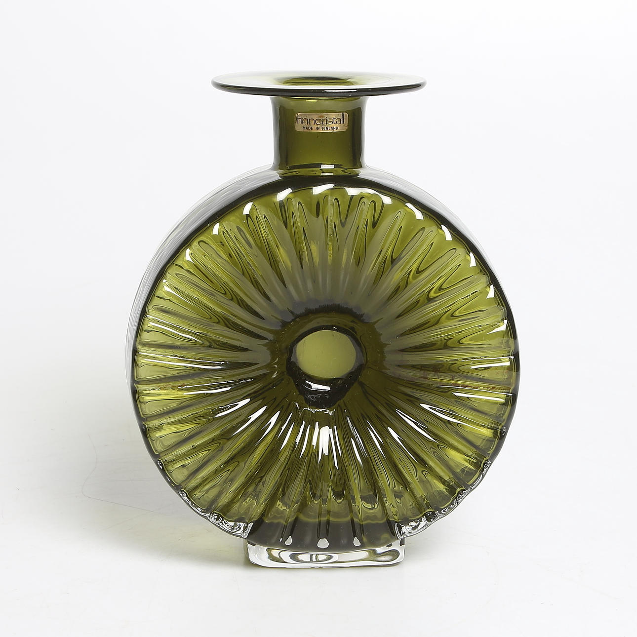 FLASKA / VAS, glas, "Solflaskan/Aurinkopullo", Helena Tynell, Riihimäen Lasi, 1960-tal.