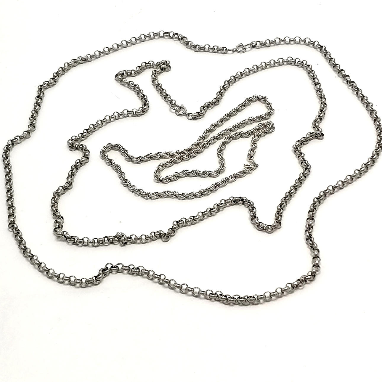 3 x STERLING SØLV MARKEREDE KÆDER - LÆNGSTE 76CM.