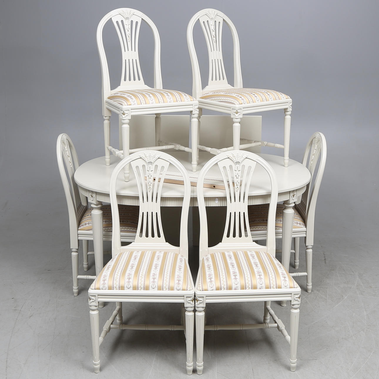 MATSALSMÖBEL, 7 delar, gustaviansk stil, "Axett", 1900-tal.