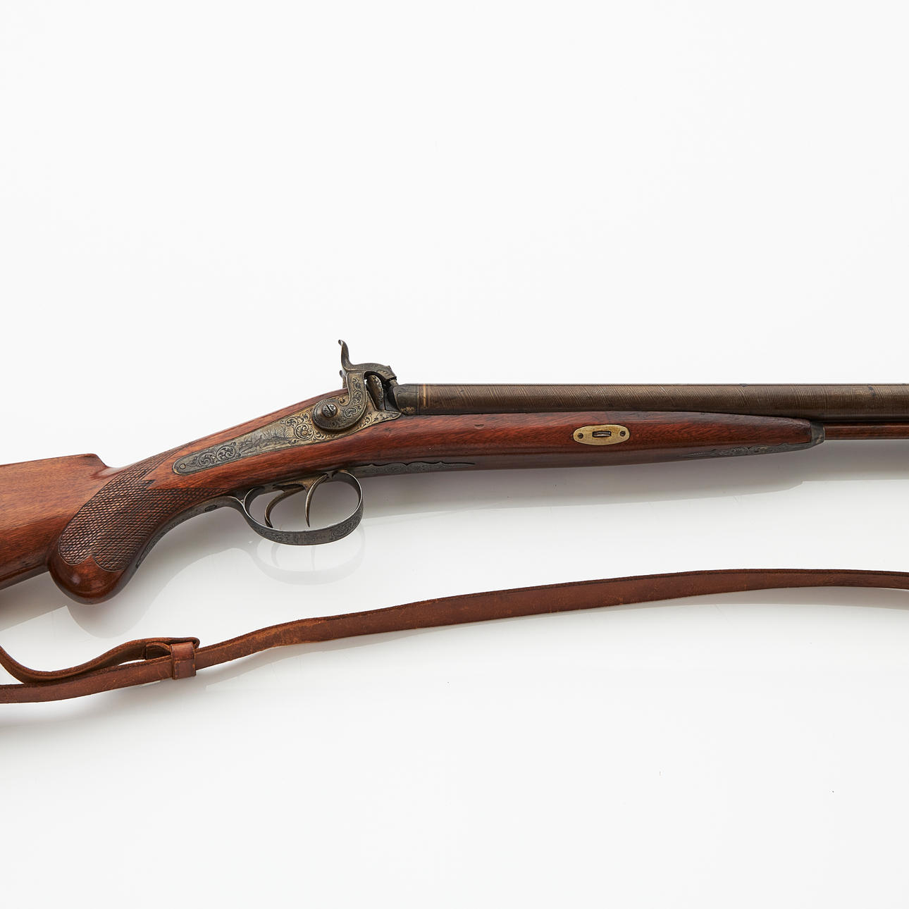 Ein doppelläufiges Schleudergewehr, ca. Mitte des 19. Jahrhunderts.