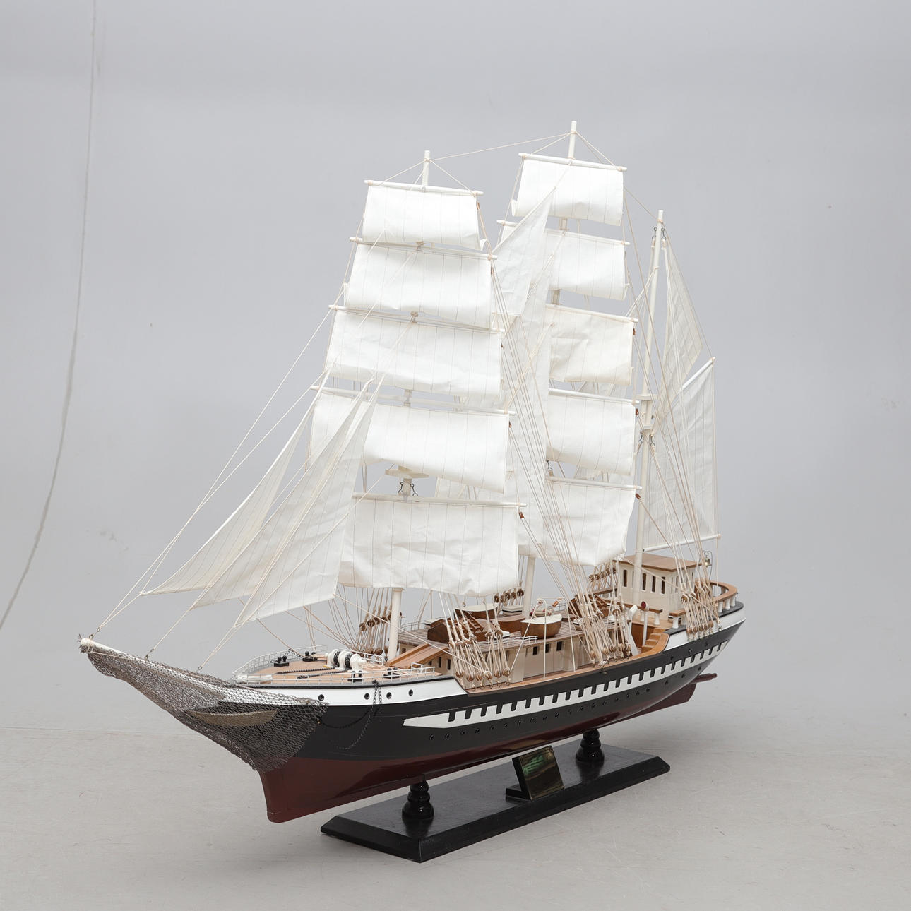 A wooden 'Belem' ship model, 21st century.