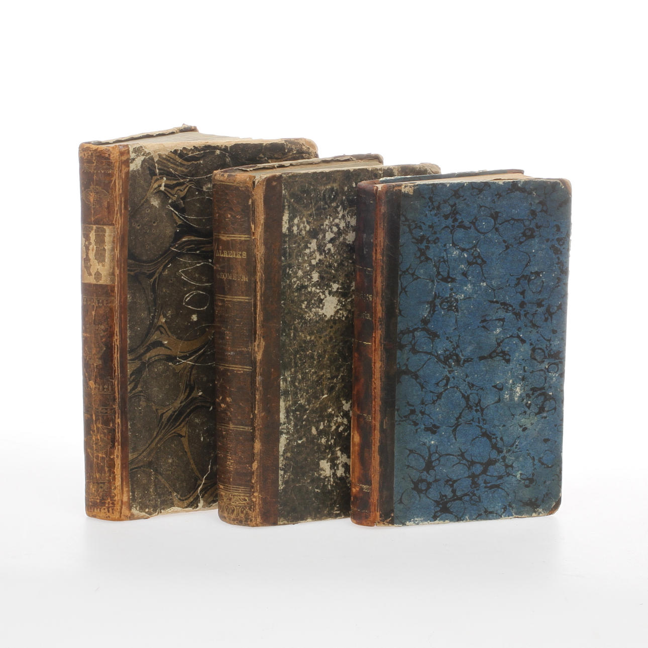 BÖCKER, 3 st, "Lärobok i elementar-geometrien", Anders Alreik, "Sveriges Histioria i sammandrag", Elméns och Granbergs Tryckeri, "Skalde-Försök" Anna Maria Lenngren. 1800-tal.