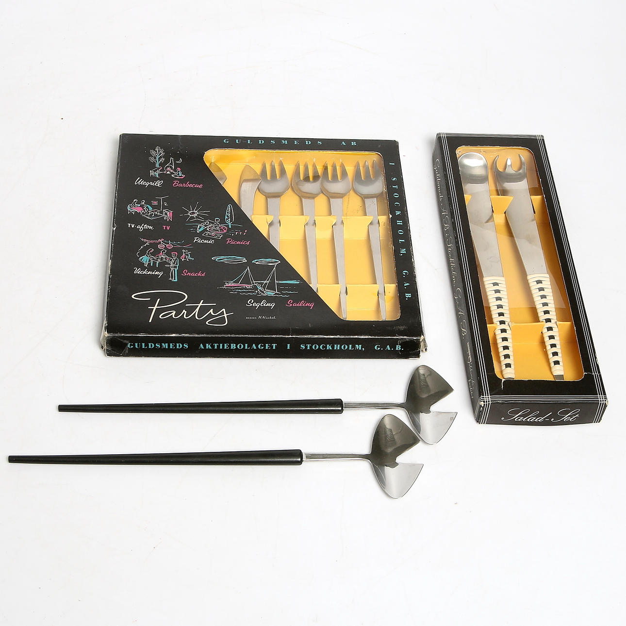 BESTICKDELAR, 12 delar, rostfritt stål, bl.a. "Party", GAB samt Gense. 1900-talets mitt.