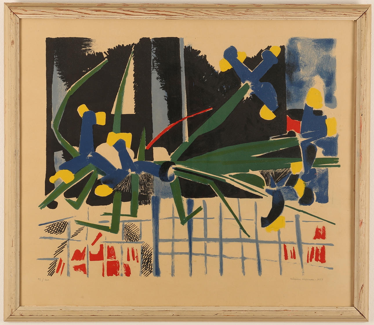 BIRGITTA LILJEBLADH. Färglitografi, abstrakt, signerad 1953 och numrerad 93/260.