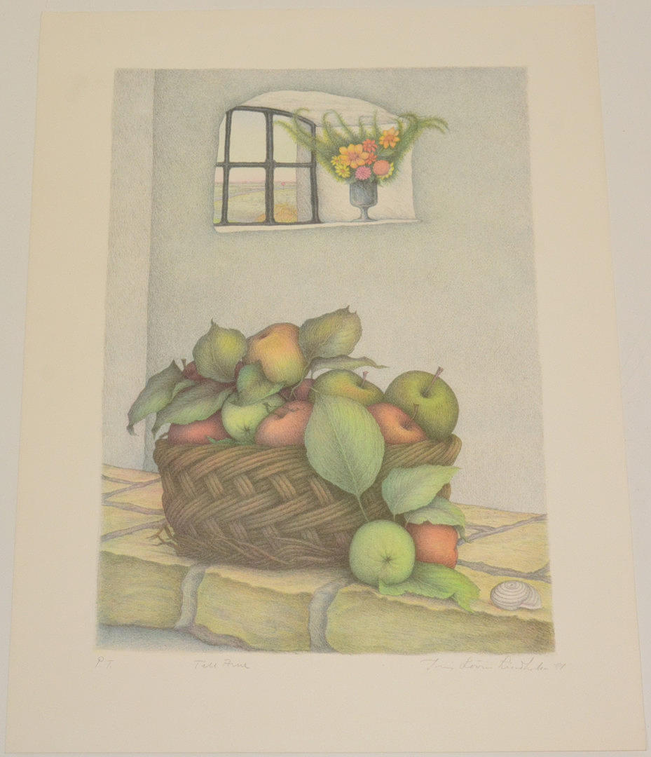 IRIS LÖVIN LINDHOLM. Fruit basket. lithograph.