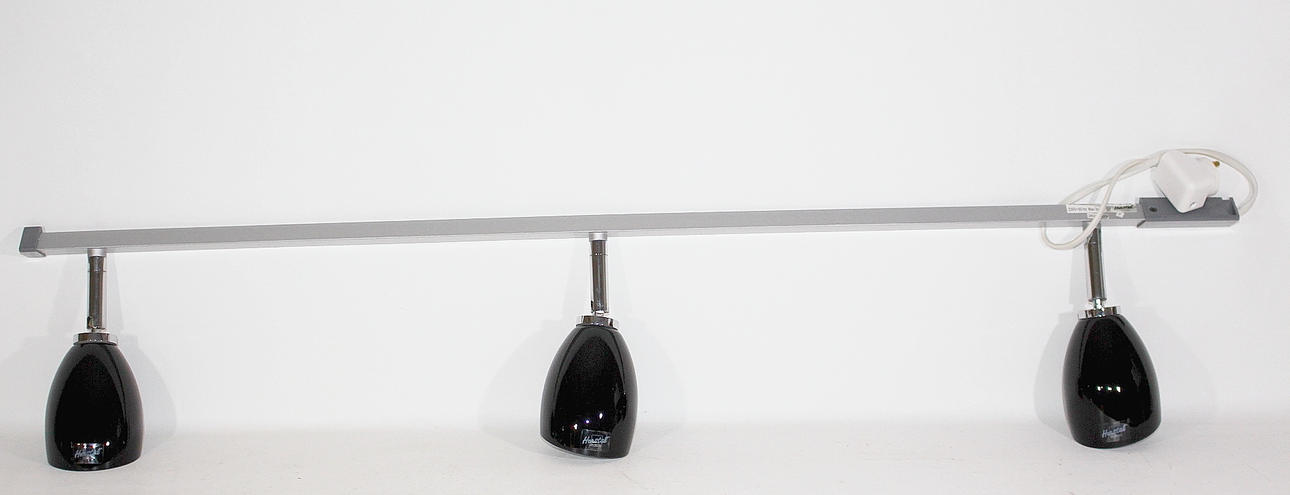 TAKLAMPA, svart, glas, metall, " Take Line Cut " Herstal Danmark.