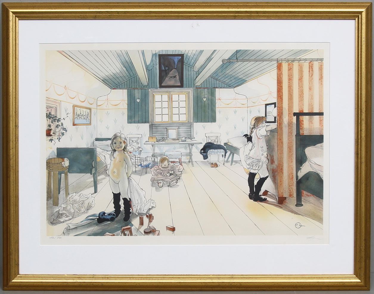 CARL LARSSON. EFTER. Färglitografi, numrerad 652/790.