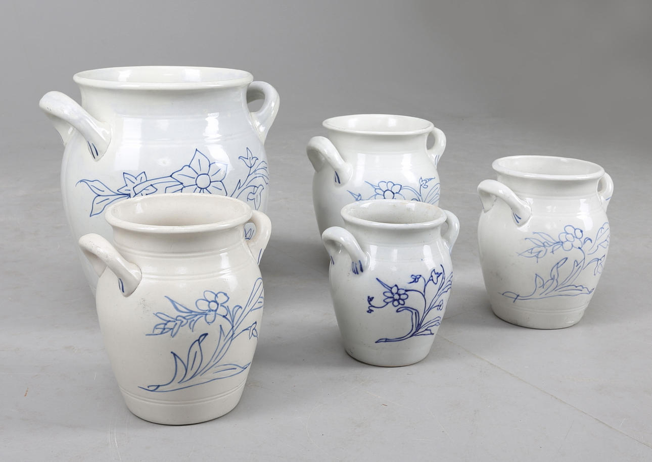 BLÅVITA KRUS, 5 st, Rörstrand, 1900-talets första hälft.