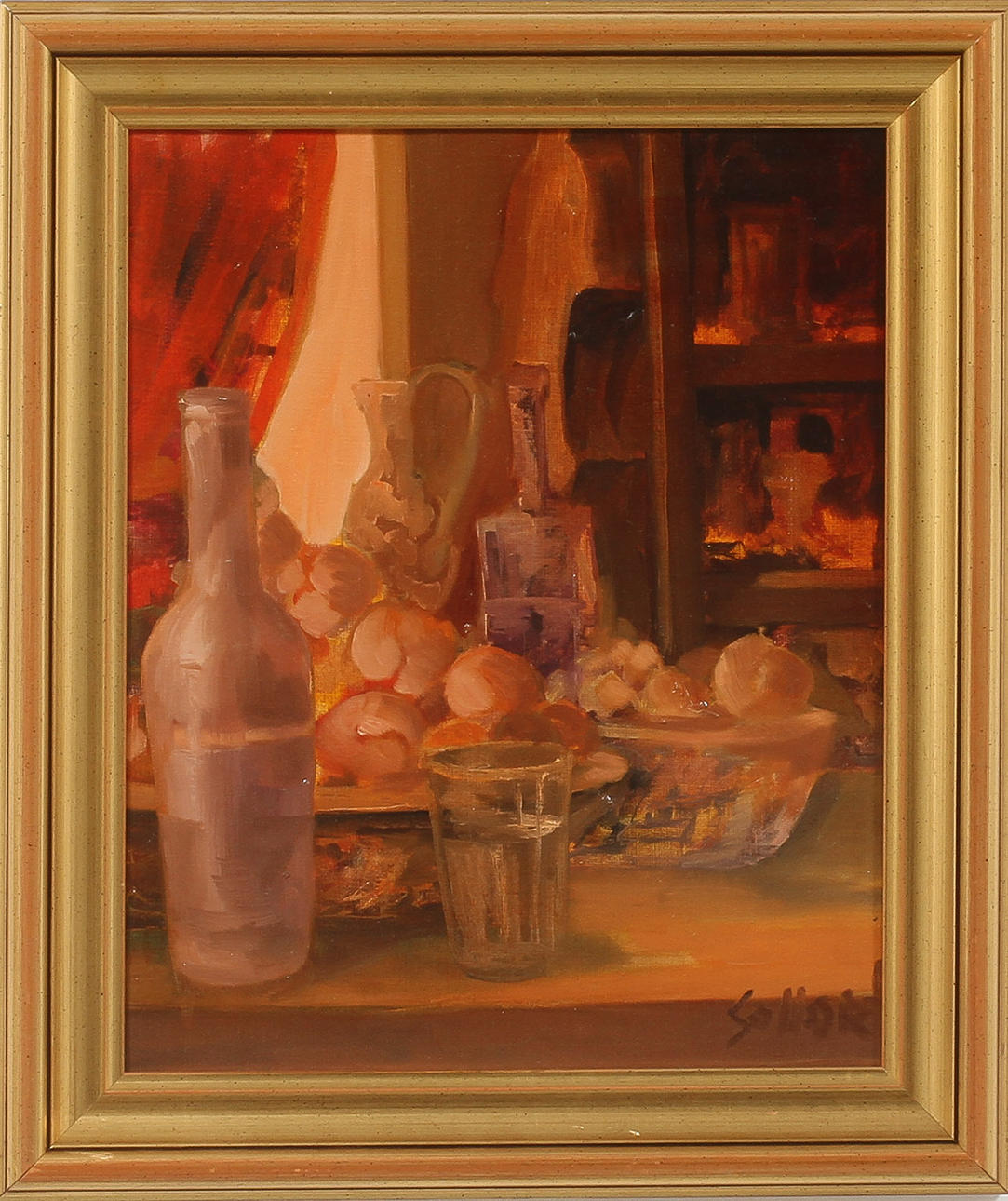 AKOS SOLLAR. Stilleben, olja på duk, signerad.