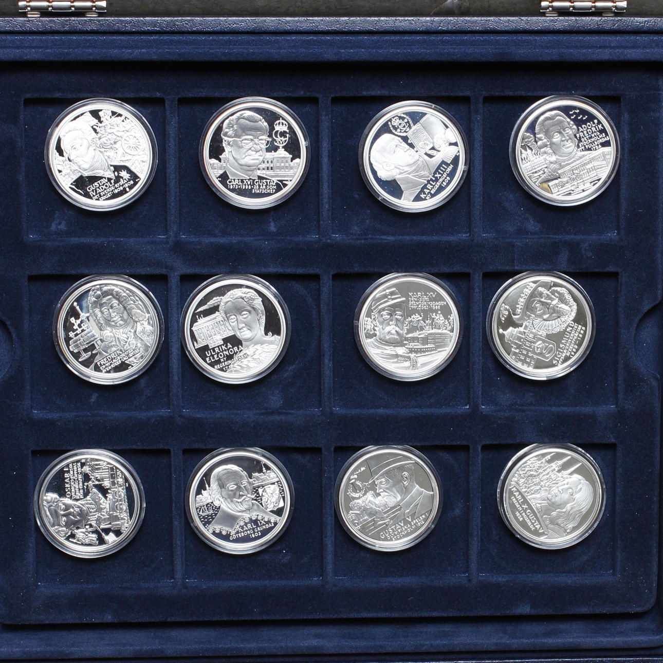 MYNT, 12 st, silver, "Sveriges regenter".