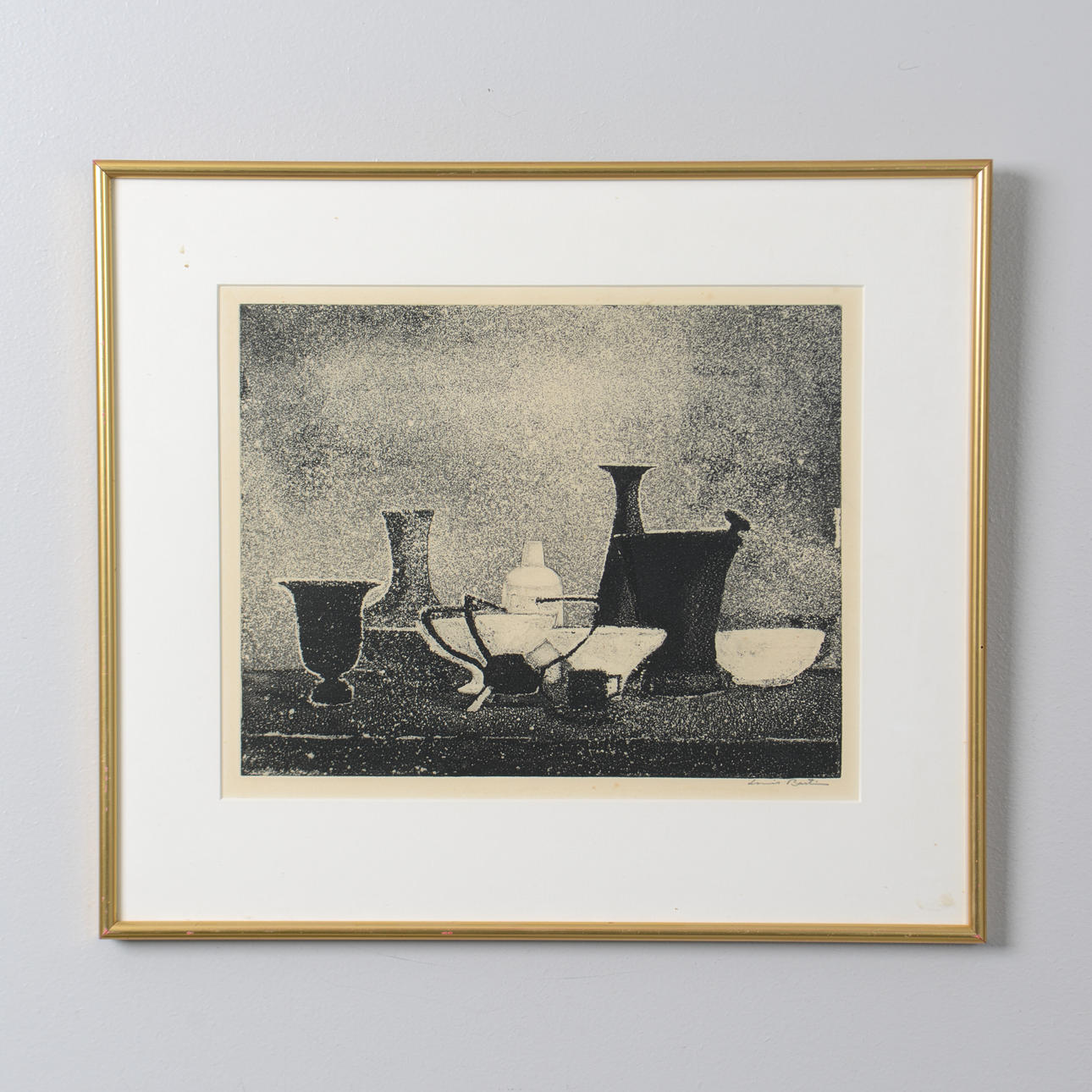 LOUIS BASTIN. Still life, etching, signed and numbered.