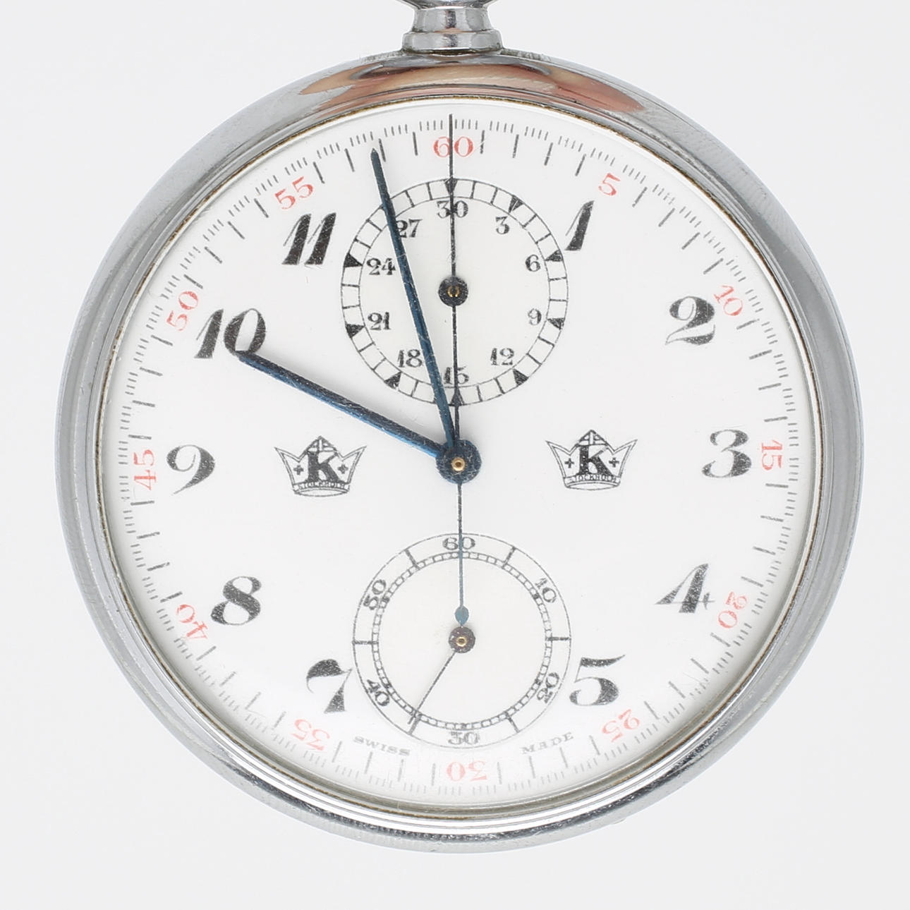 FICKUR, militär kronograf, boett märkt med tre kronor, troligen 1940-tal.