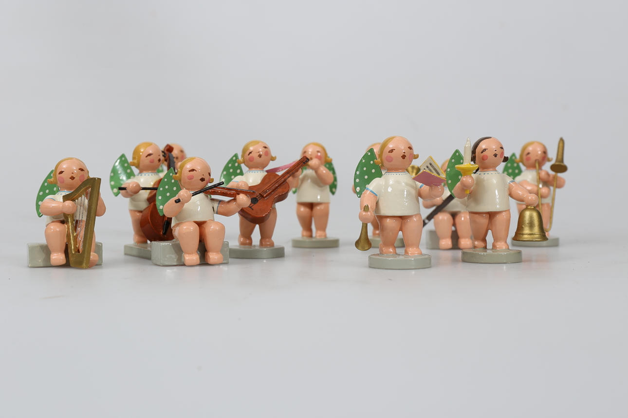 FIGURINER, trä, Spelande barn, 11 stycken, Erzgebirge.