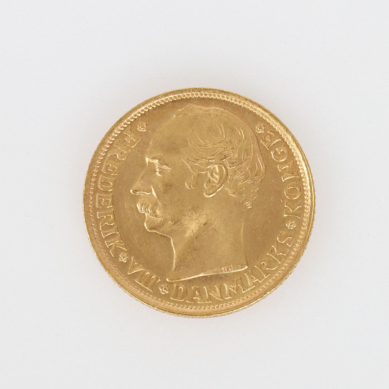 GULDMØNT 21.6K, 10 kr, Frederik VIII, 1908, Danmark.