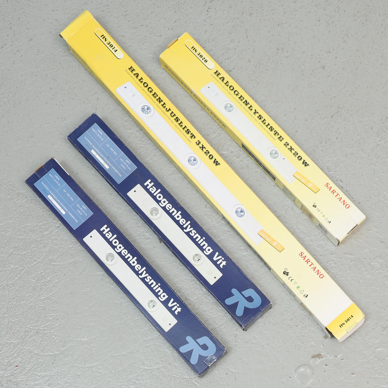 Light strips, 4 pcs, halogen, incl. Sartano.