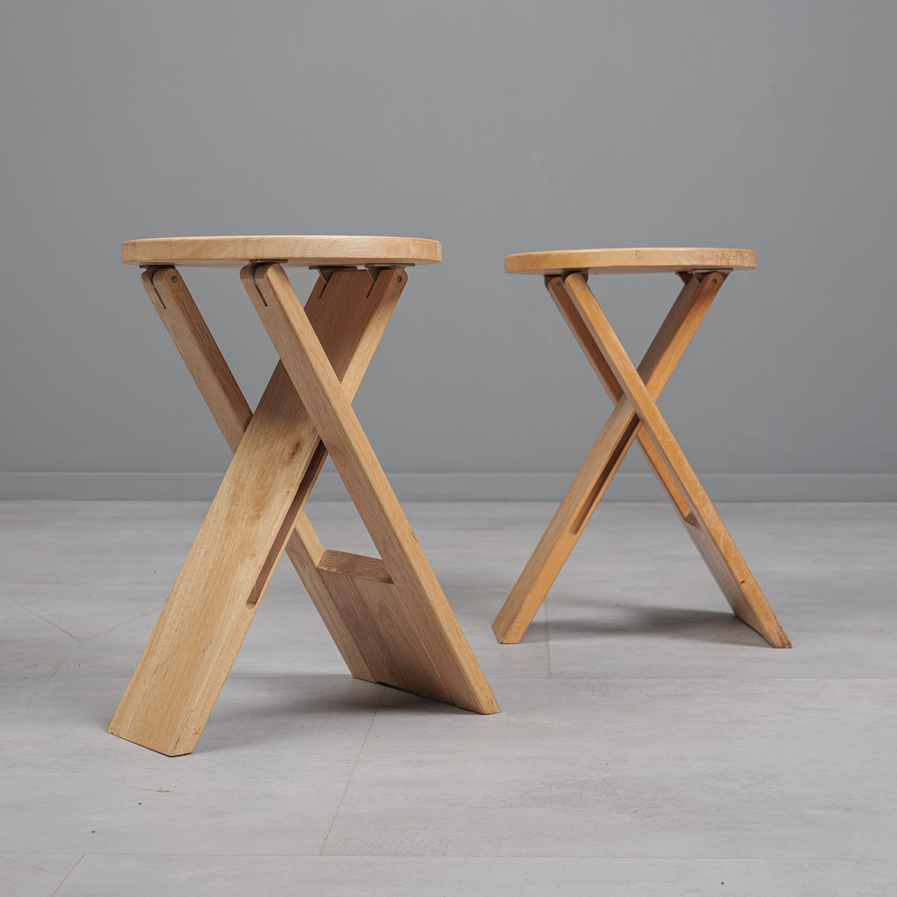 ROGER TALLON. for Sentou, two folding stools/stool, oak