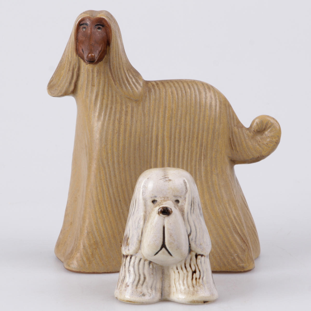 FIGURINER, 2 st. Stengods, Afghan samt Spaniel, Lisa Larson, Gustavsberg.