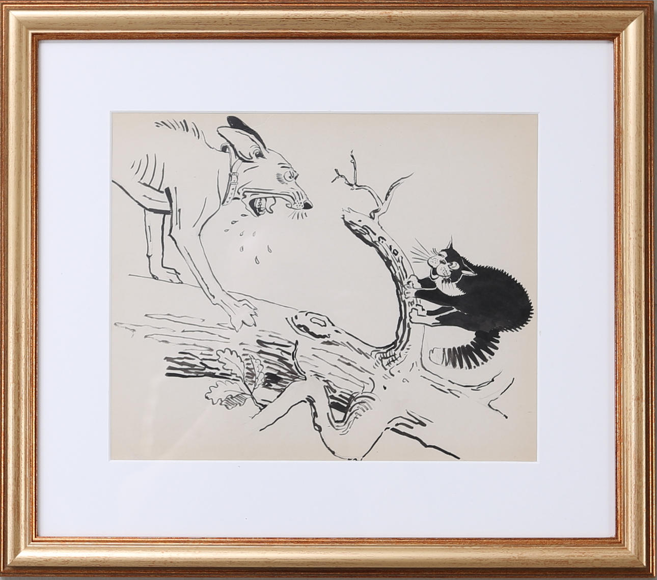 HARALD WIBERG. Katten i trädet, tuschteckning, signerad och daterad à tergo 1957.