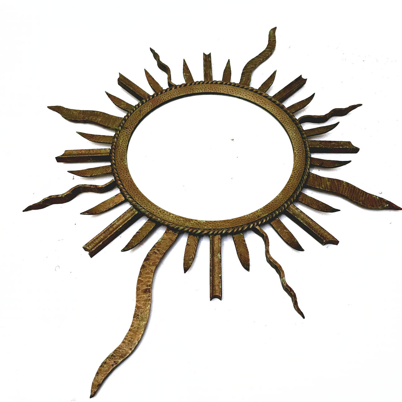 POLYCHROME IRON SUN MIRROR.