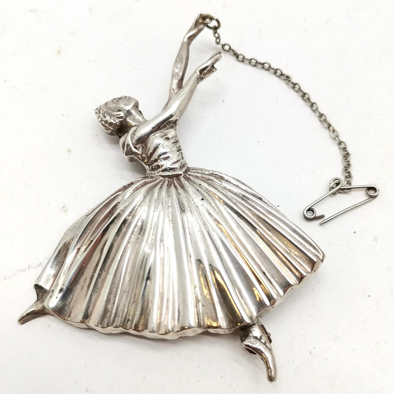 SILVER BALLERINA BROOCH BY D H PHILLIPS (FREDERICK MASSINGHAM).