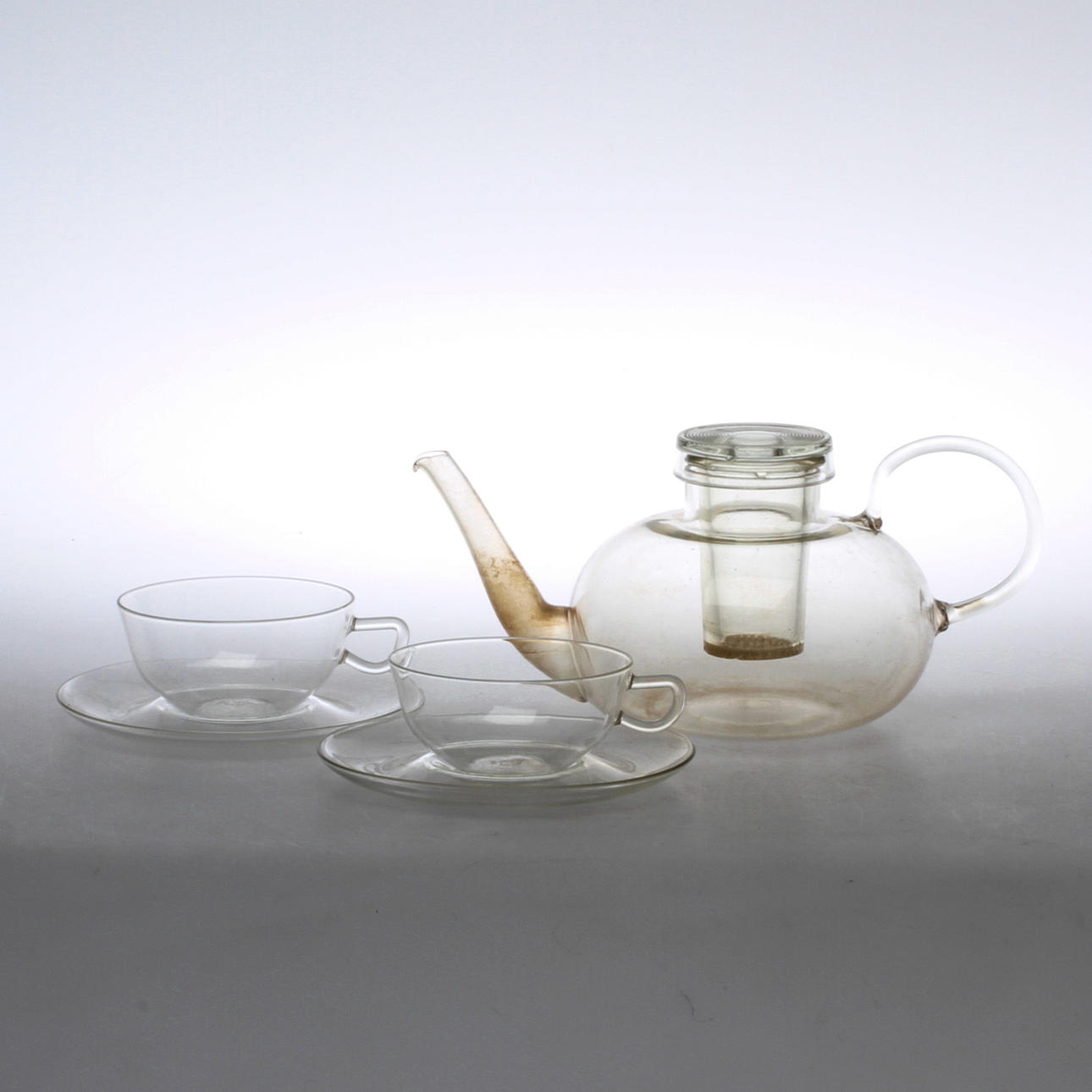 TESERVIS, 3 delar, Schott & Gen, Feuerfest Saale-glas, Jena, Tyskland, 1900-tal.