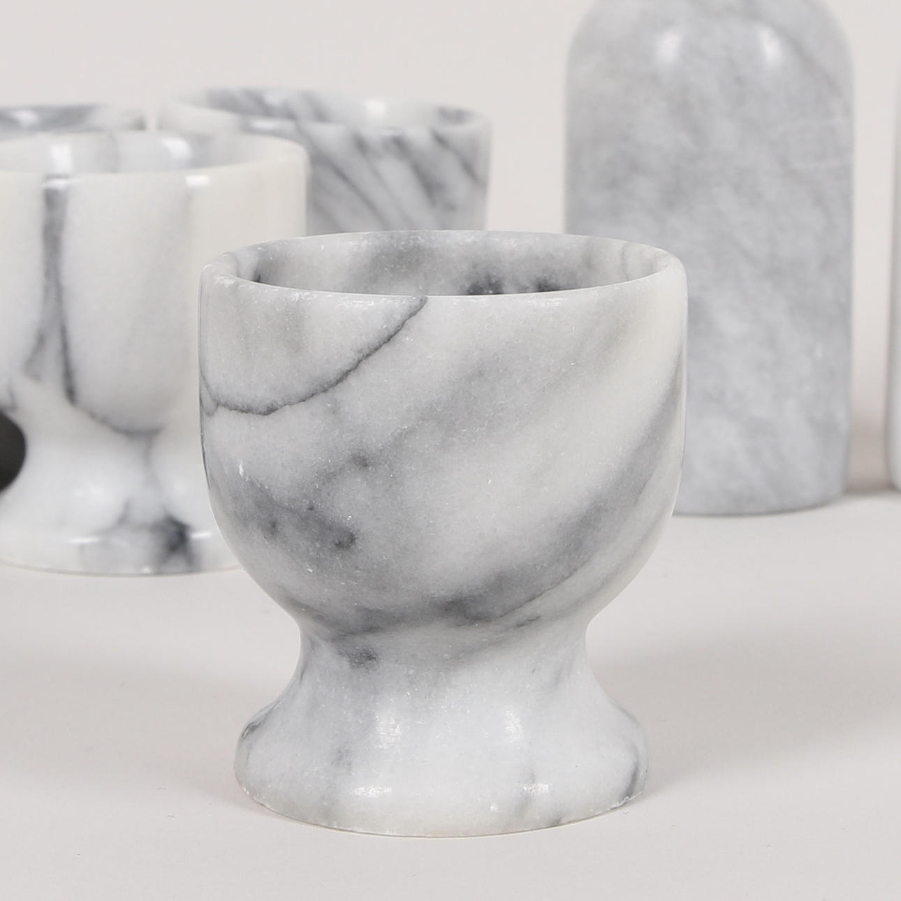 ÄGGKOPPAR, 6st, SALTKAR, 2 st, marmor.