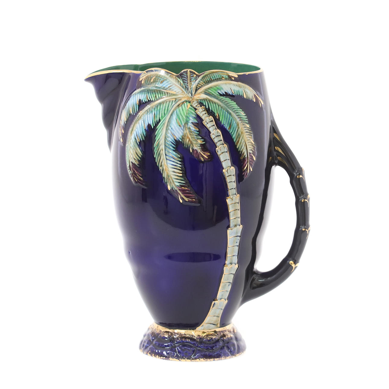 A BESWICK COBALT BLUE PALM TREE JUG, 1067.
