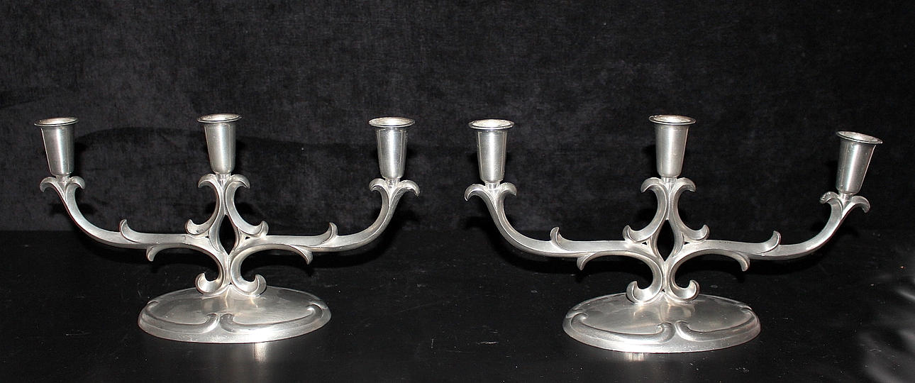 LJUSSTAKAR, paret, 3-armad, Svensk tenn.