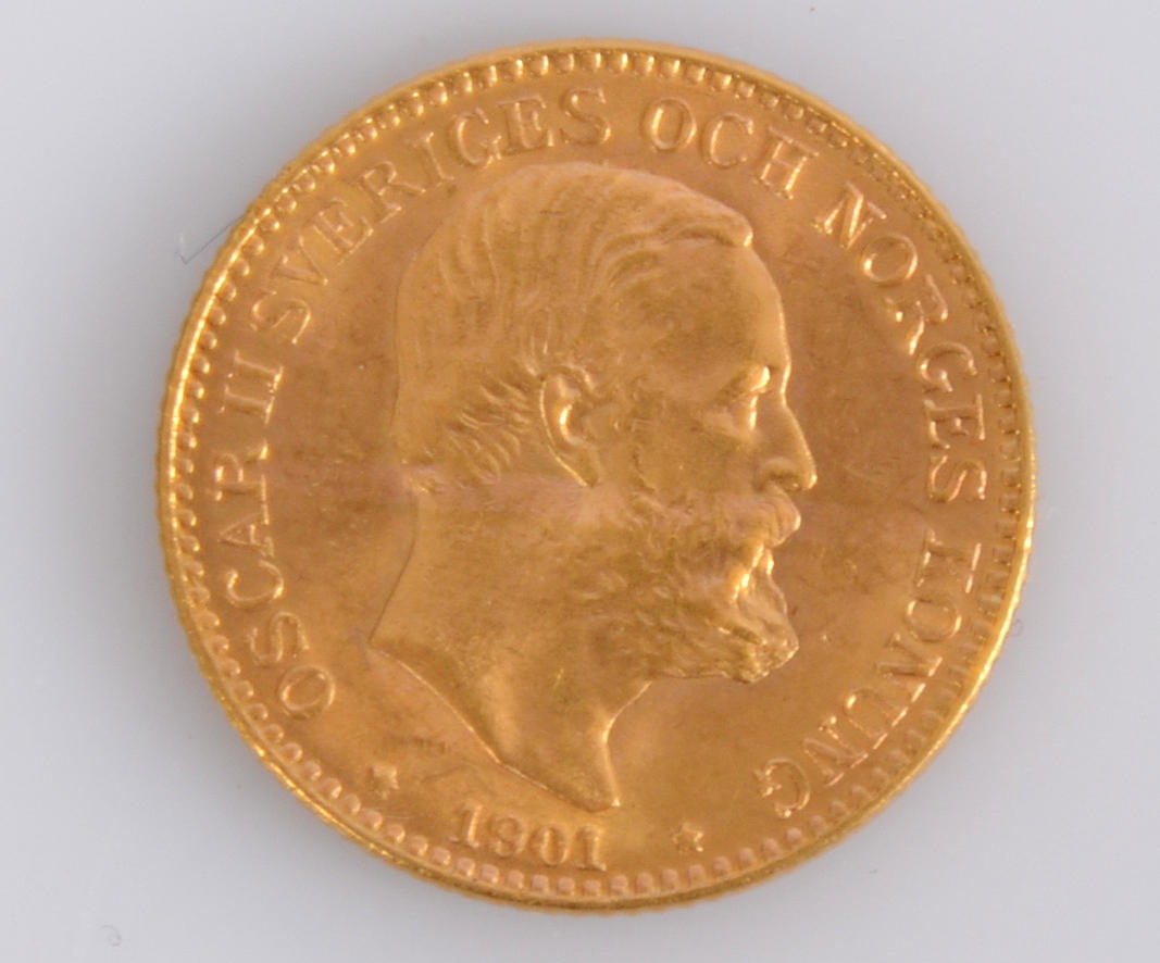 GULDMYNT 10kr Sverige 1901.