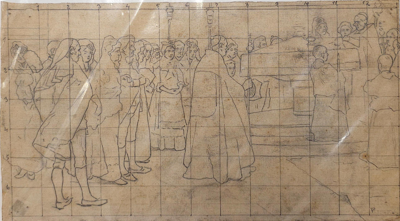 ALBERTO PLA RUBIO. PROCESSION. BLYERTSTECKNING PÅ DUK.