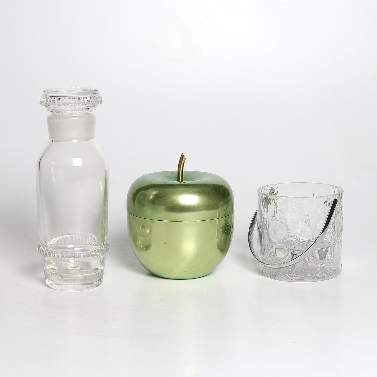 KARAFF, ISHINKAR, 3 delar, glas, aluminium. bl.a. Kosta.