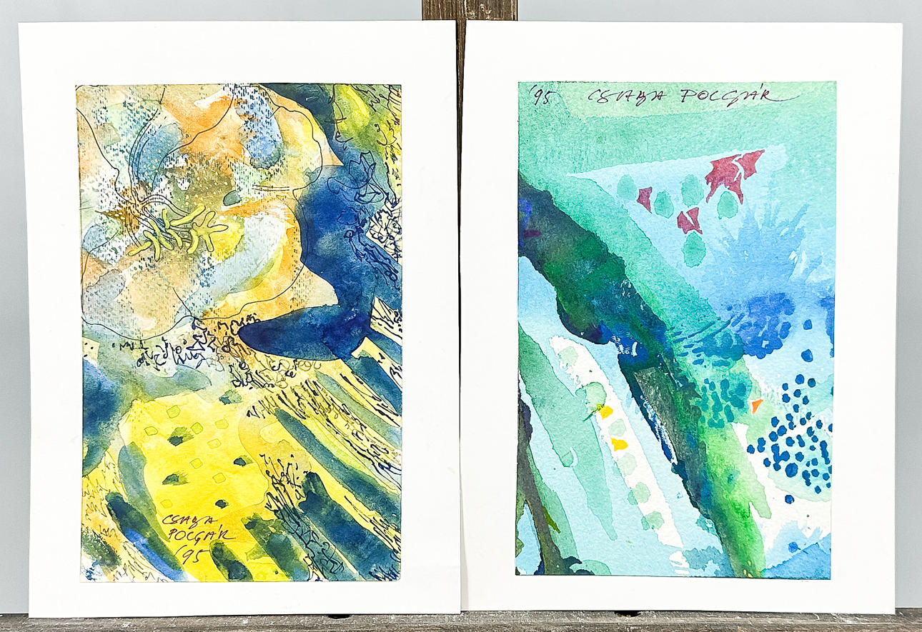 CSABA POLGÁR. WATERCOLORS, 2 pcs, signed, dated-95.